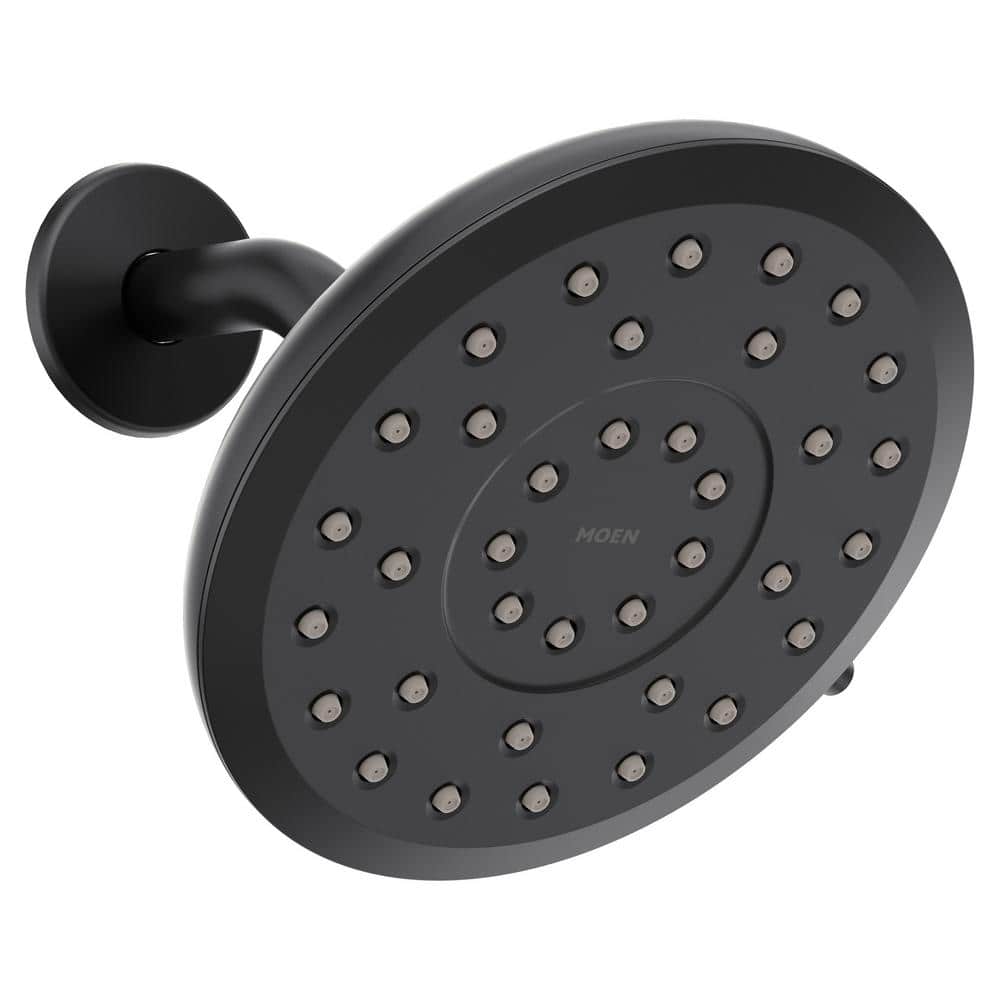 Matte Black Large Round Rain Shower Head with 8-Spray Settings