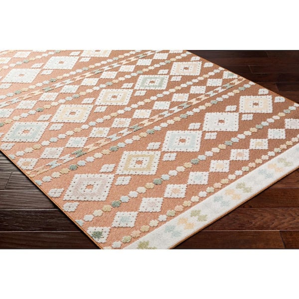 Lakeside Rust 8 ft. x 10 ft. Geometric Indoor/Outdoor Area Rug