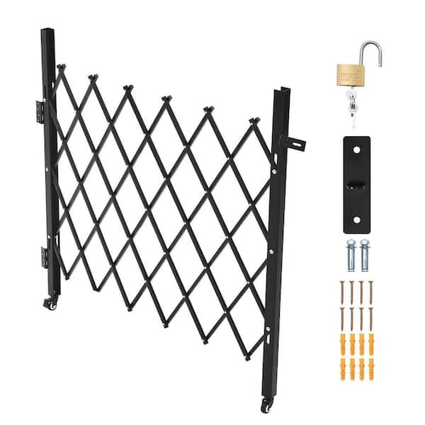 Single Folding Security Gate, Lockable Scissor Gate with 360° Swivel Casters, Outdoor Gates, 43.31 x 51.57 in. (W x H)