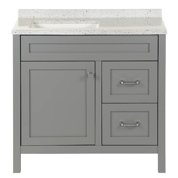 Maywell 37 in. Single Sink Sterling Gray Bath Vanity with Silver Ash Cultured Marble Top (Assembled)