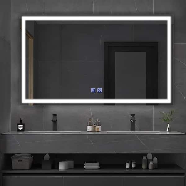 Dovelina 35 in. W x 59 in. H Rectangular Frameless Anti-Fog LED Light Wall Bathroom Vanity Mirror