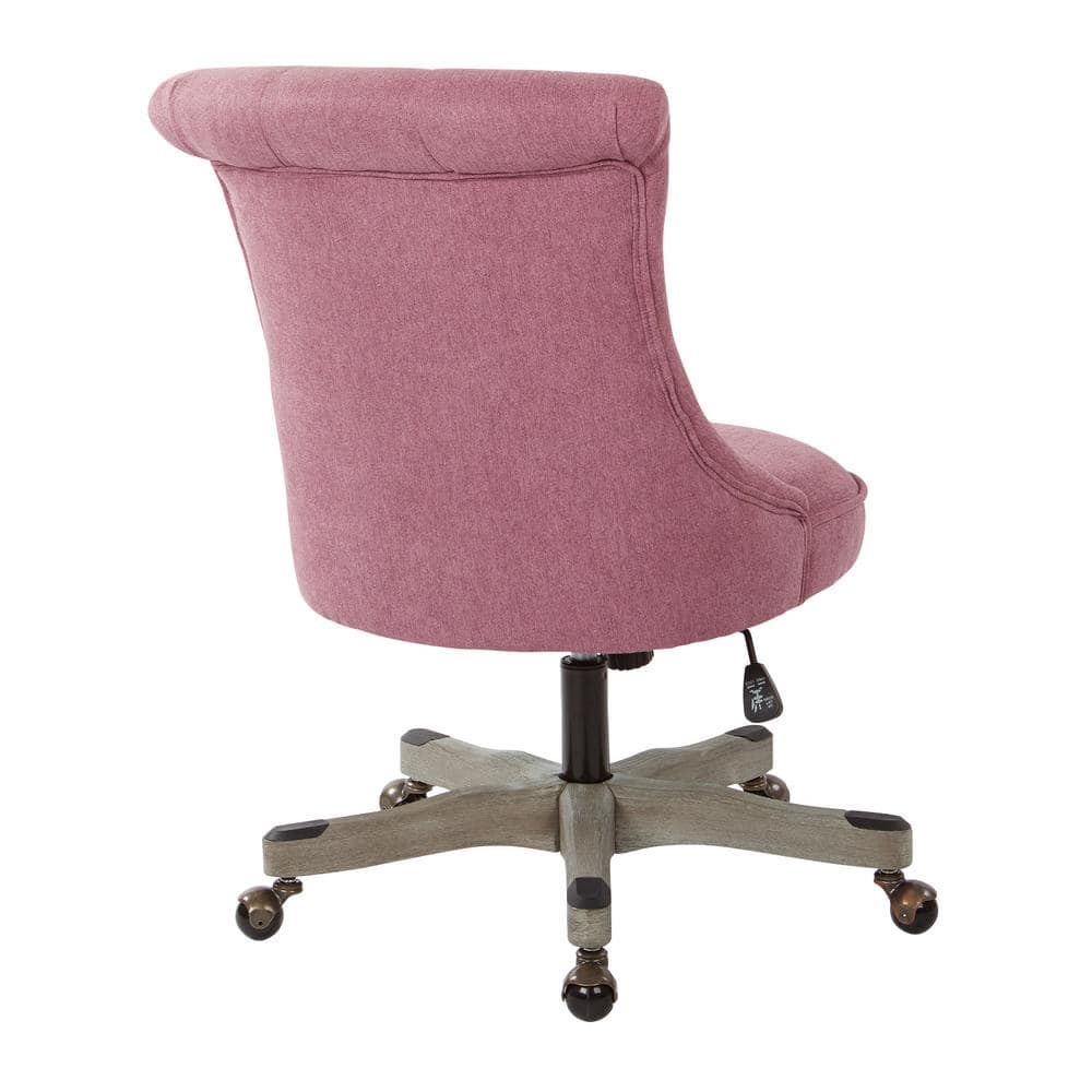 Orchid Fabric 32" Swivel Armless Office Chair with Gray Wood Base