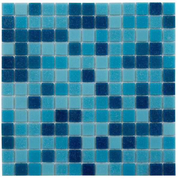 Apollo Tile Mingles 12 in. x 12 in. Glossy Pacific Blue Glass Mosaic Wall and Floor Tile (20 sq. ft./case) (20-pack)