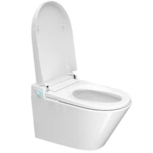 Wall Hung Elongated Smart Toilet Bidet in White with Tank, Auto Open, Auto Close, Night Light, Heated Seat and Remote