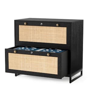 2-Drawers Black Engineered Wood 29.53 in. W Lateral File Cabinet