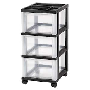 IRIS 68 Qt. 3-Drawer Storage Bin in Black 585620 - The Home Depot