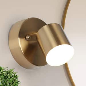 4.7 in. 1-Light Transitional Integrated LED Acrylic Wall Sconce Lighting, DIY Modern Brass-Plated Wall Light Fixture