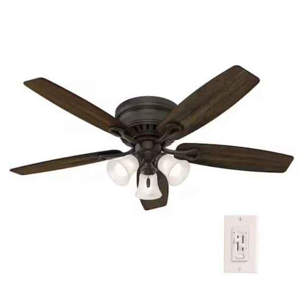 Oakhurst 52 in. New Bronze LED Ceiling Fan with Light Kit and Fan/Light Dual-Slide Switch Combo