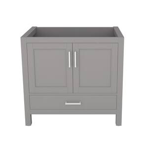 35.2 in. W x 21.65 in. D x 33.54 in. H Freestanding Bath Vanity Cabinet without Top in Grey
