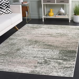 Adirondack Ivory/Dark Green 6 ft. x 6 ft. Abstract Marle Square Area Rug