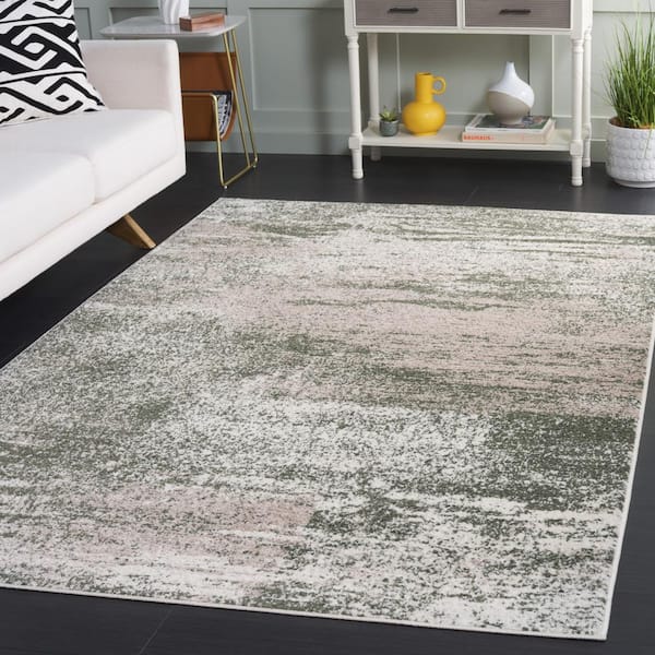 Adirondack Ivory/Dark Green 8 ft. x 10 ft. Abstract Marle Area Rug