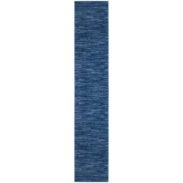 Essentials 2 ft. x 12 ft. Navy Blue Solid Contemporary Indoor/Outdoor Kitchen Runner Area Rug
