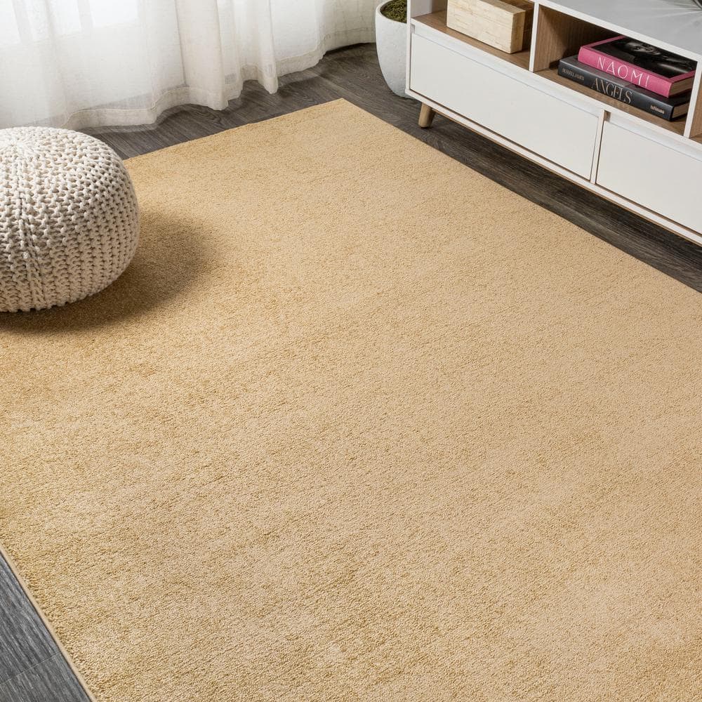 Mustard Synthetic Low-Pile Reversible Indoor Area Rug