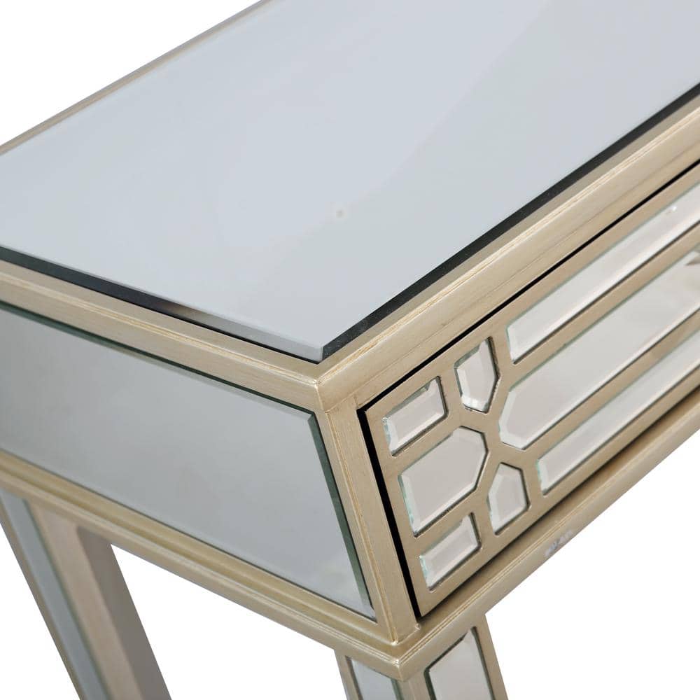 Aubrey Mirrored Glass Hallway Console Table with Storage
