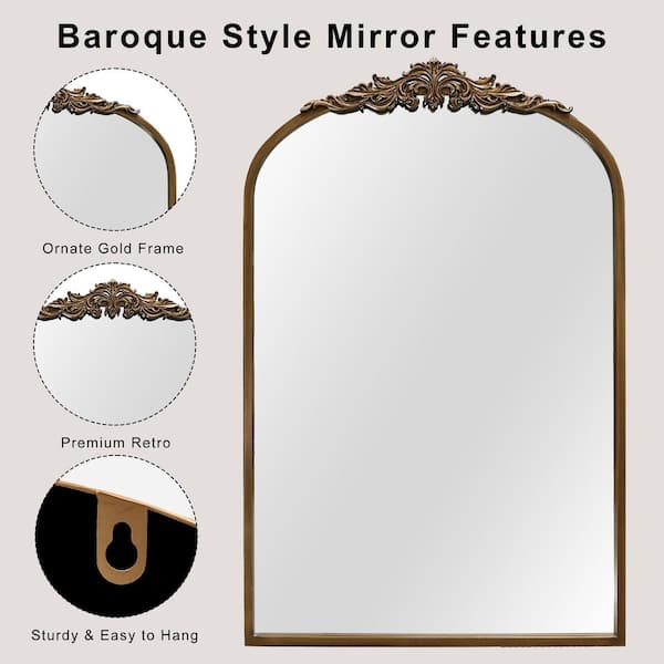 LuxHomez 23.6 in. W x 35.4 in. H Traditional Arch Antique Gold