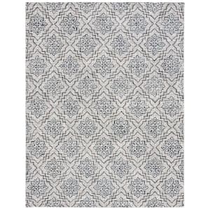 Abstract Ivory/Navy 8 ft. x 10 ft. Diamond Floral Area Rug