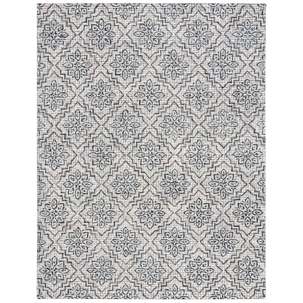 SAFAVIEH Abstract Ivory/Navy 8 ft. x 10 ft. Diamond Floral Area Rug