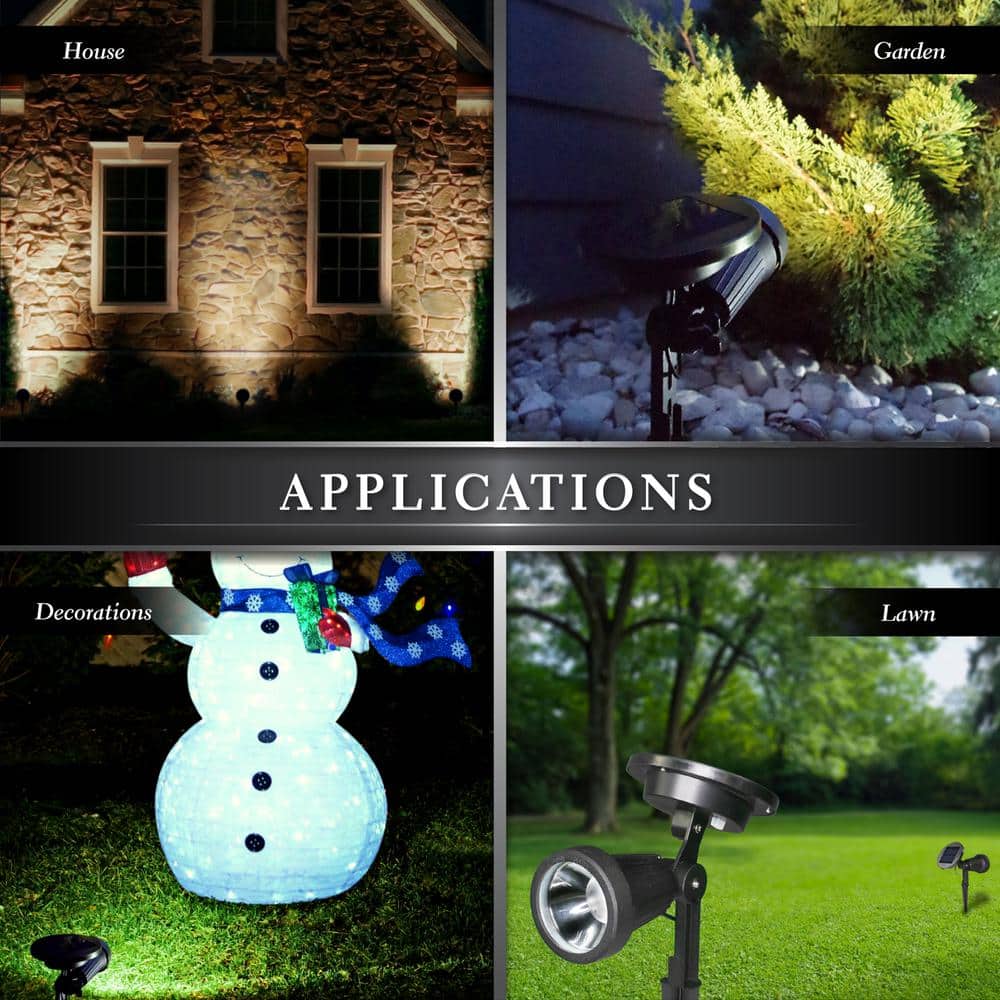 Black Aluminum Solar LED Landscape Spotlight