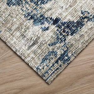 Accord Blue 10 ft. x 14 ft. Abstract Indoor/Outdoor Washable Area Rug