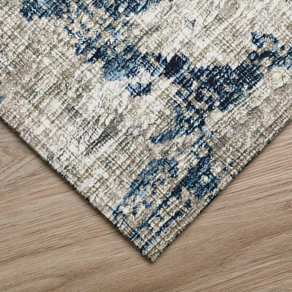 Accord Blue 5 ft. x 7 ft. 6 in. Abstract Indoor/Outdoor Washable Area Rug
