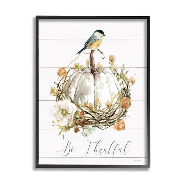 Stupell Industries Be Thankful Fall Florals by Carol Robinson 1 Piece Framed Graphic Print Nature Poster Art Print 30 in. x 24 in.