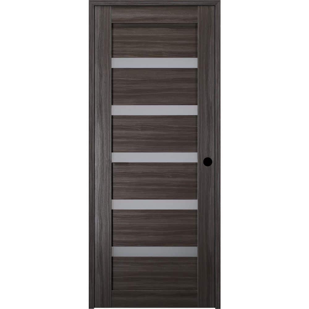 Belldinni Leora In X In Left Hand Frosted Glass Solid Core Lite Gray Oak Wood