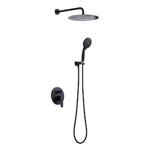 9-Spray Patterns with 1.8 GPM 12 in. Wall Mount Rain Fixed Shower Heads in 12 in., Matte Black