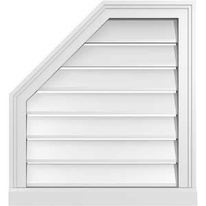 22 in. x 24 in. Octagonal Surface Mount PVC Gable Vent: Functional with Brickmould Sill Frame