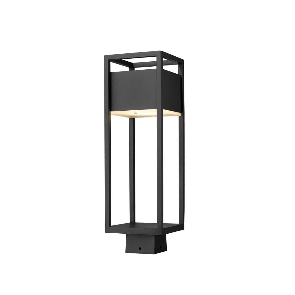 Barwick 1-Light 19.75 in. Black Aluminum Hardwired Outdoor Post Light with 