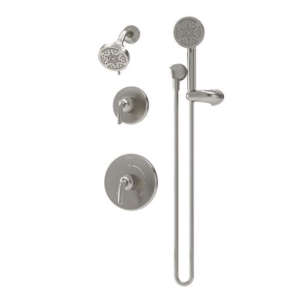 Elm Wall Mount 2-Handle 7-Spray Dual Fixed and Handheld Shower Head in Satin Nickel 1.5 GPM (Valve Not Included)