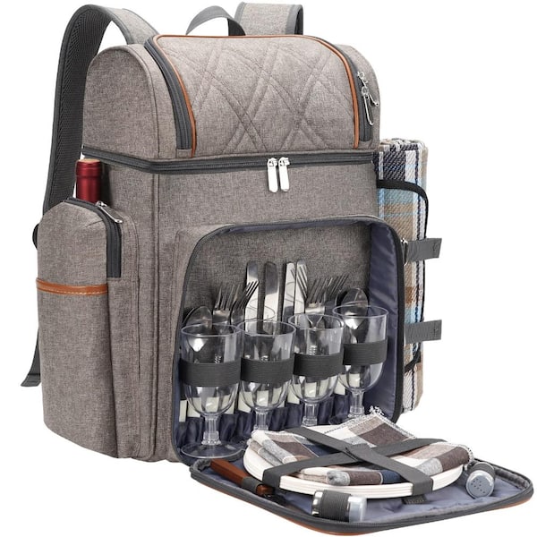 18 in Picnic Backpack Leakproof Cooler Set Brushedkhaki 4-Person