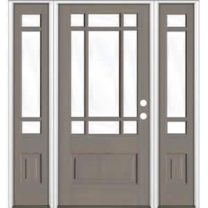 64 in. x 80 in. Contemporary LH 3/4 Lite Clear Glass Grey Stain Douglas Fir Prehung Front Door with DSL