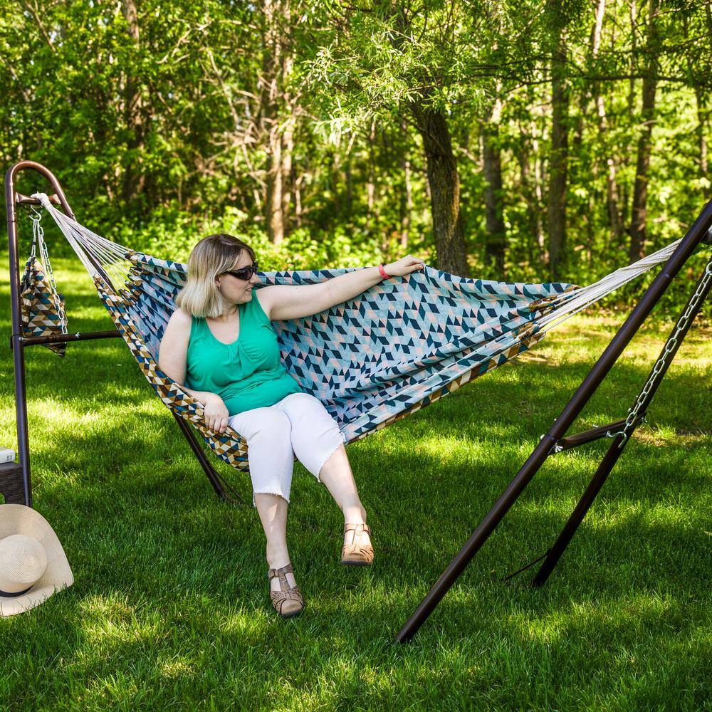 Sunnydaze Geometric Jumble Double Hammock in Polyester and Cotton