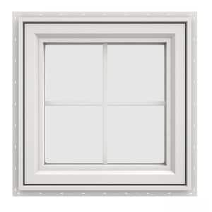 23.5 in. x 23.5 in. V-4500 Series White Vinyl Left-Handed Casement Window with Colonial Grids/Grilles