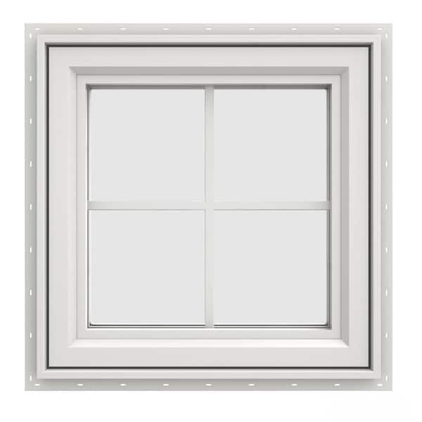 JELD-WEN 23.5 in. x 23.5 in. V-4500 Series White Vinyl Left-Handed Casement Window with Colonial Grids/Grilles