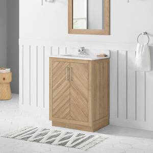 Huckleberry 24 in. W x 19 in. D x 34.5 in. H Bath Vanity in Weathered Tan with White Cultured Marble Top
