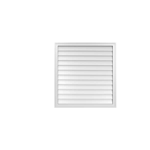 Ekena Millwork 36" x 38" Vertical Surface Mount PVC Gable Vent: Non-Functional with Brickmould Frame