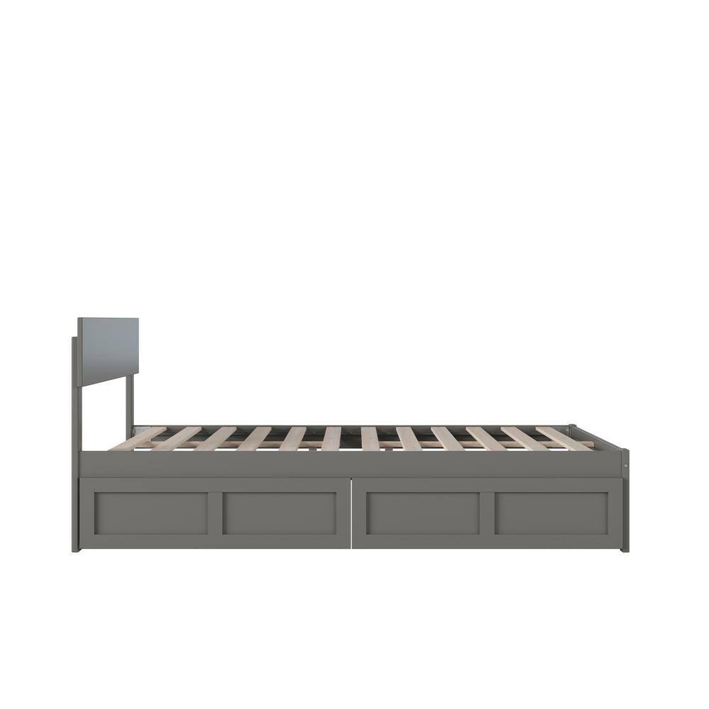 Gray Full Wood Platform Bed with Storage Drawers