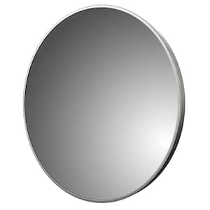 Reflections 32 in. W x 32 in. H Round Aluminum Framed Wall Mount Bathroom Vanity Mirror in Brushed Nickel