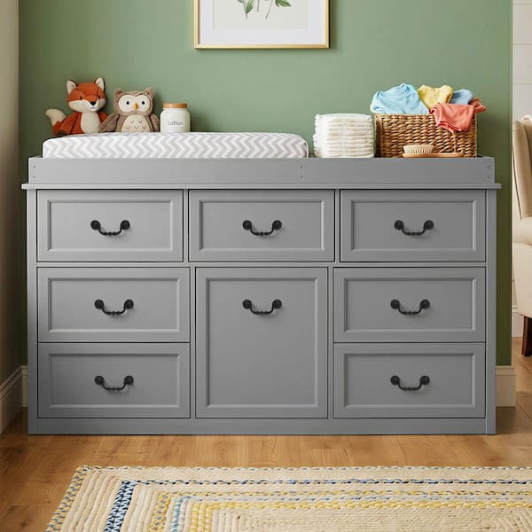 grey childrens dresser Hampshire 50" Cozy Grey Wood 6-Drawer Kids Dresser