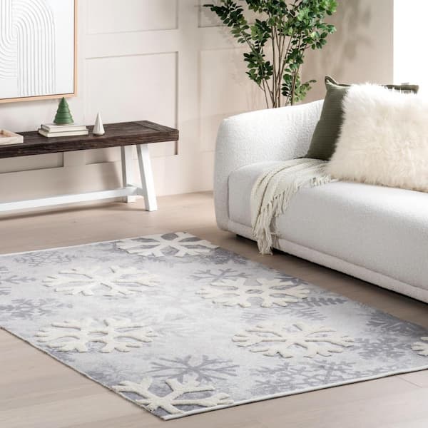 Fiona High-Low Snowfall Area Rug Grey 2 ft. x 3 ft. Accent Rug