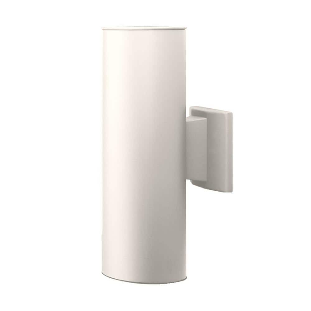 White Aluminum Cylinder Outdoor Wall Lantern Sconce