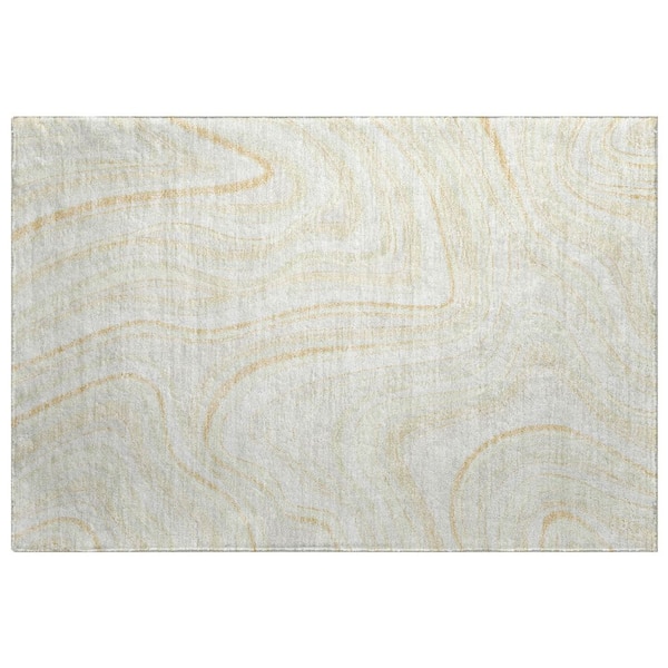 Dream Shag Premium Machine Washable Abstract ADS756 Ivory 3 ft. x 4 ft. Area Rug