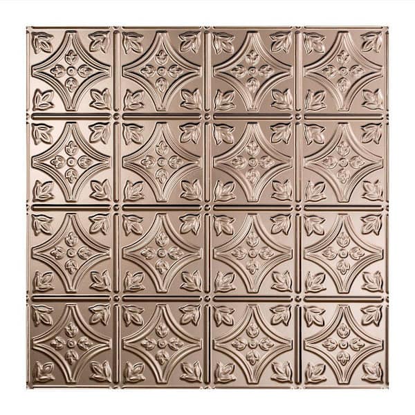 Fasade Traditional Style #1 2 ft. x 2 ft. Vinyl Lay-In Ceiling Tile in Brushed Nickel