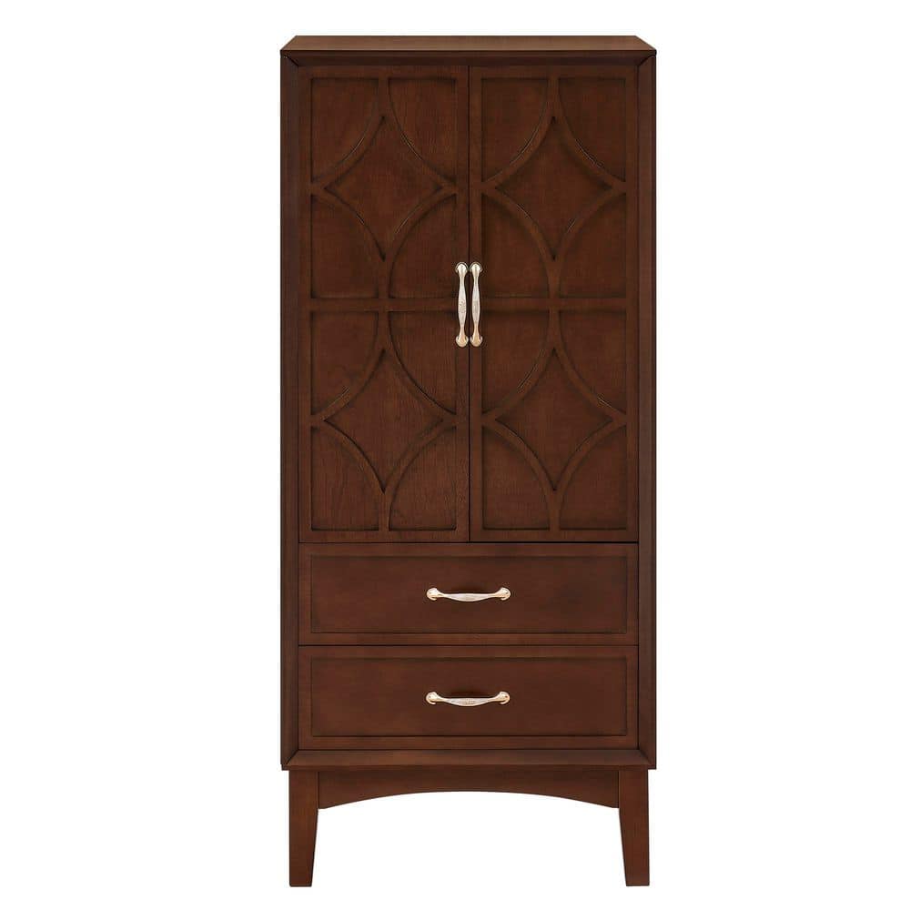 Geneva Mid Century Modern Walnut Wood Buffet Sideboard Cabinet with 2 Doors, 2 Drawers