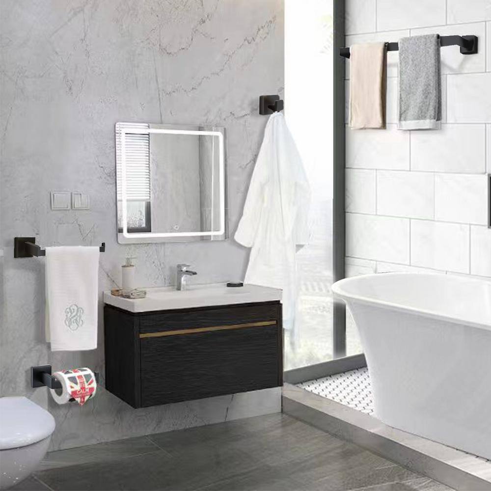 Matte Black Stainless Steel 4-Piece Bathroom Hardware Set