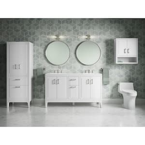 Seer 60 in. W x 18 in. D x 36 in. H Double Sink Freestanding Bath Vanity in White with Quartz Top