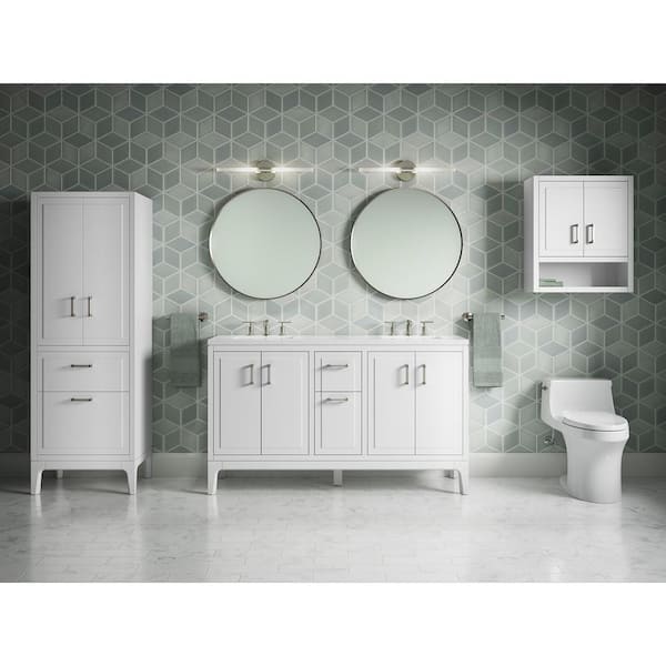 KOHLER Seer 60 in. W x 18 in. D x 36 in. H Double Sink Freestanding Bath Vanity in White with Quartz Top