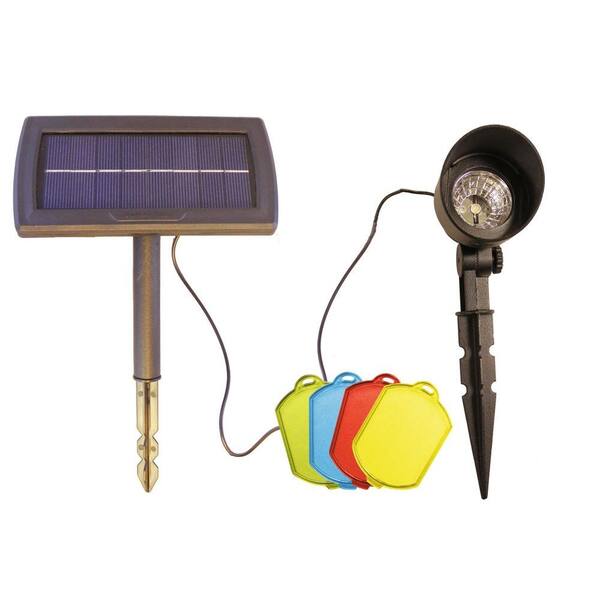 GAMA SONIC Solar Powered Black Integrated LED Spotlight with Color Filters