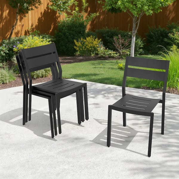 CLOUDFLY All-aluminum Frame Kitchen Chair with Back Outdoor Dining ...